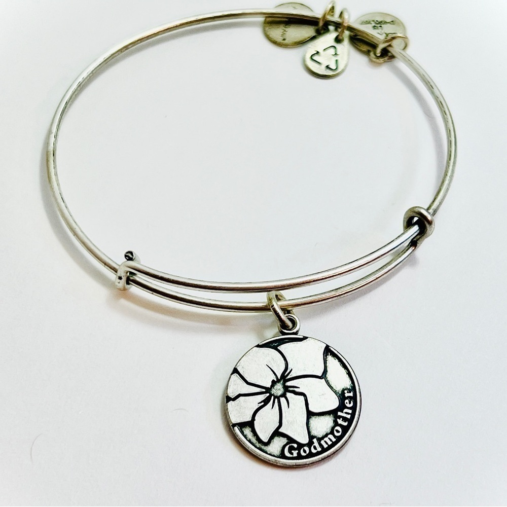 Alex and Ani “Godmother” Flower 2015 Expandable Charm Bracelet, Silver…